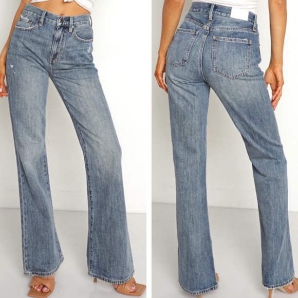 Pistola Jeans Stevie High Rise Wide Leg Flare Relaxed Blue Denim Size 25 - Picture 2 of 15